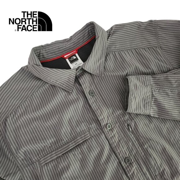 THE NORTH FACE Men's Nylon Stripe Button-Up Shirt grey medium - Picture 1 of 15